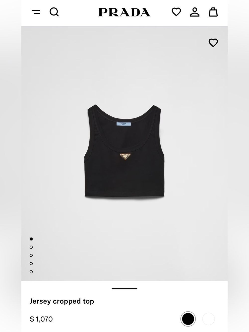 Prada NWOT Jersey Cropped Top size 38